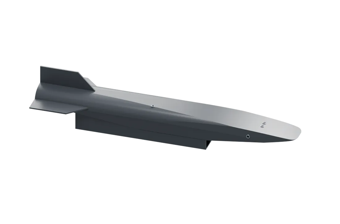 Studio render of the hypersonic vehicle with its illustrative reaction-control ports.