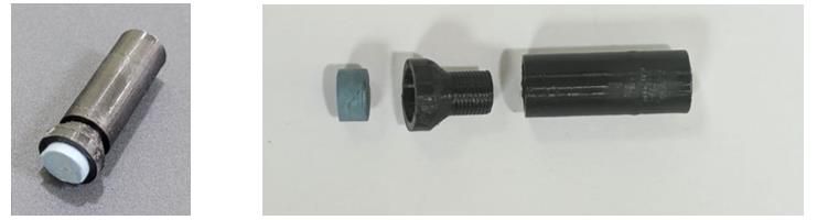 The two printed parts of the specimen holder